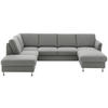 WOHNLANDSCHAFT in Flachgewebe Grau  - Chromfarben/Grau, Konventionell, Textil/Metall (200/217cm) - Beldomo System