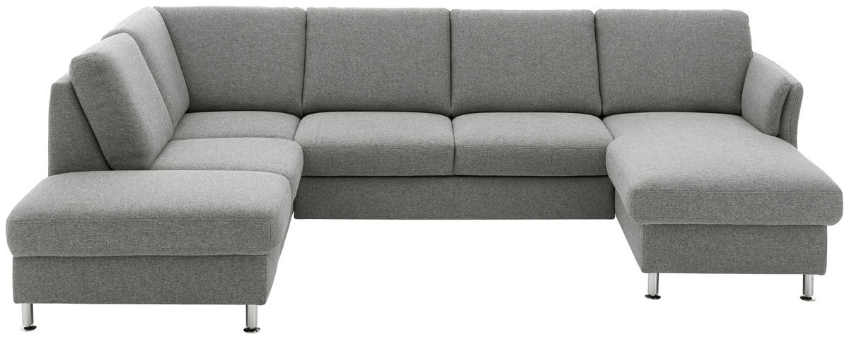 WOHNLANDSCHAFT in Flachgewebe Grau  - Chromfarben/Grau, Konventionell, Textil/Metall (200/217cm) - Beldomo System