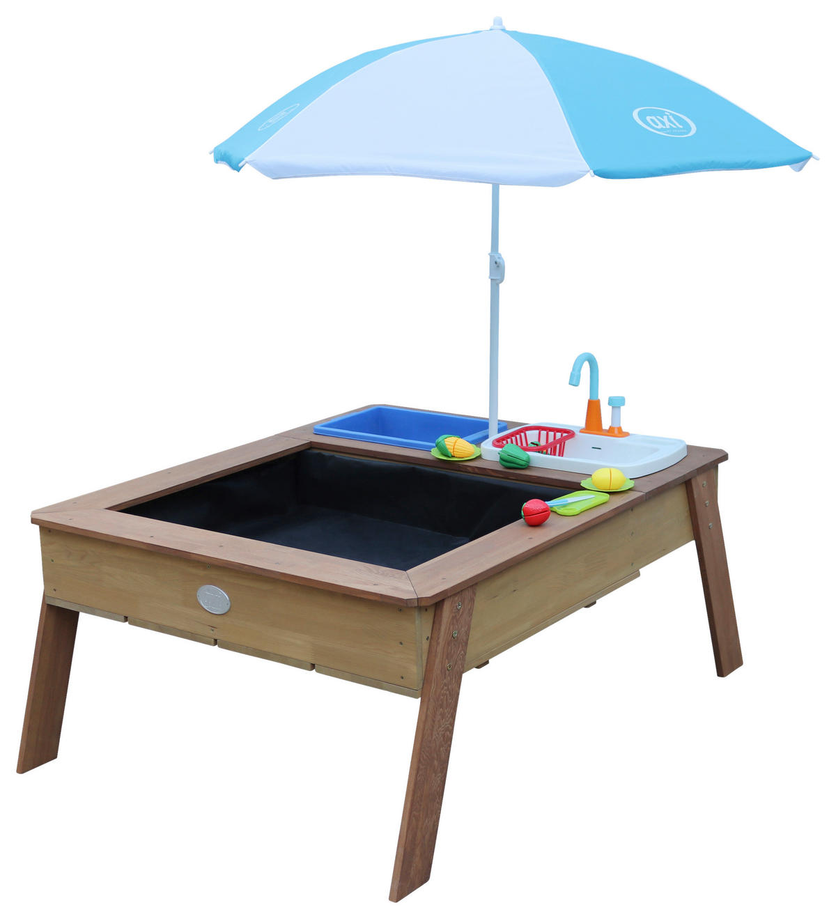 SAND & WASSERTISCH LINDA Holz, Kunststoff Blau, Braun, Weiß  - Blau/Braun, KONVENTIONELL, Holz/Kunststoff (93,5/50/110cm) - Ambia Garden