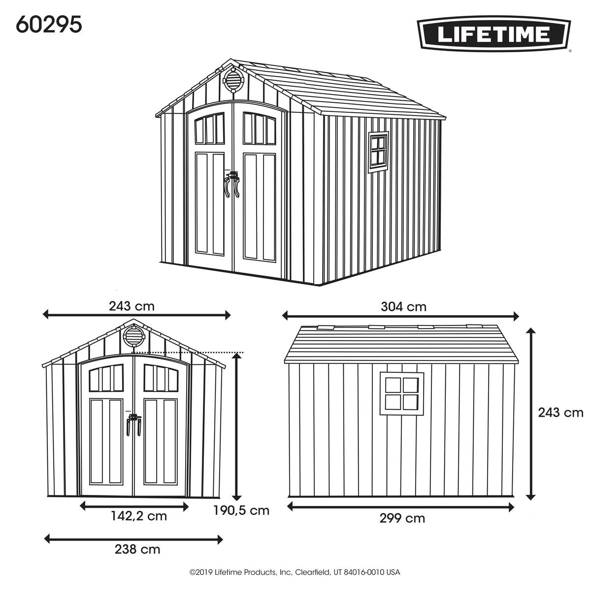GERÄTEHAUS 244/244/305 cm  - Grau, Basics, Kunststoff (244/244/305cm) - Ambia Garden