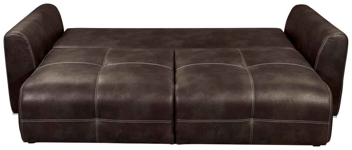 SCHLAFSOFA in Mikrovelours Braun  - Chromfarben/Hellbraun, MODERN, Kunststoff/Textil (245/85/115cm) - Livetastic