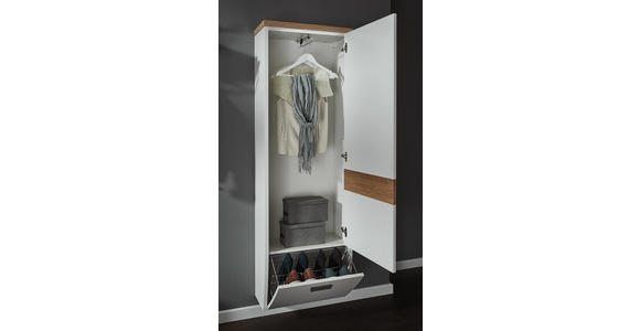 GARDEROBENSCHRANK 64/187/31 cm - Eichefarben/Silberfarben, Design, Holz/Holzwerkstoff (64/187/31cm) - Dieter Knoll