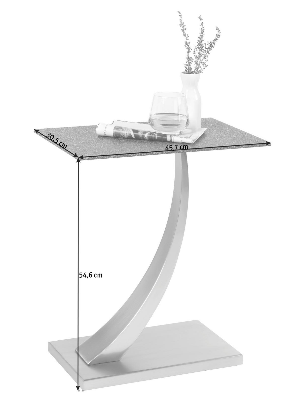 BEISTELLTISCH 30,5/45,7/54,6 cm Silberfarben, Dunkelgrau rechteckig  - Dunkelgrau/Silberfarben, Design, Glas/Metall (30,5/45,7/54,6cm) - Xora