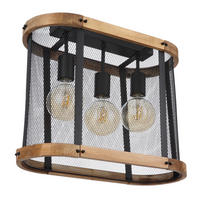 TAKLAMPA 45/20/38 cm  - svart/mörkbrun, Natur, metall/trä (45/20/38cm) - Globo