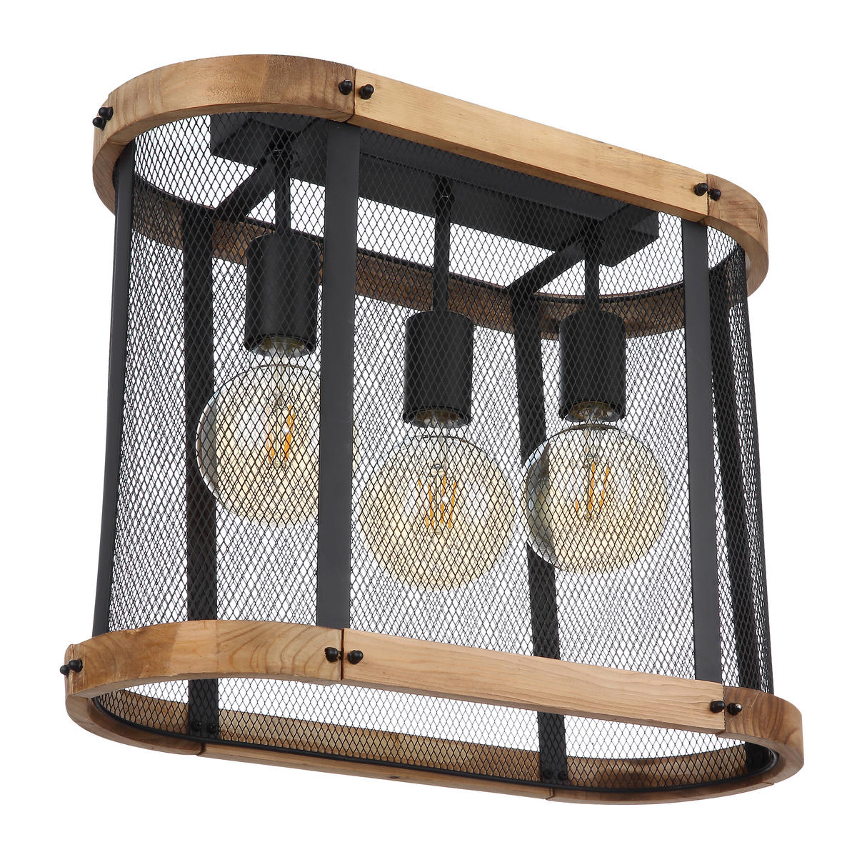 TAKLAMPA 45/20/38 cm  - svart/mörkbrun, Natur, metall/trä (45/20/38cm) - Globo