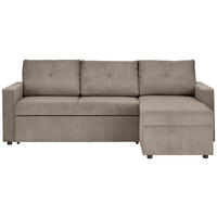 ECKSOFA Taupe Cord  - Taupe/Schwarz, KONVENTIONELL, Kunststoff/Textil (218/155cm) - Ti'me