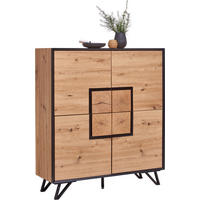 HIGHBOARD  in 116/131/40 cm  - Eichefarben/Schwarz, Holzwerkstoff/Metall (116/131/40cm) - Xora