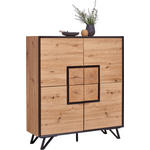 HIGHBOARD  in 116/131/40 cm  - Eichefarben/Schwarz, Holzwerkstoff/Metall (116/131/40cm) - Xora