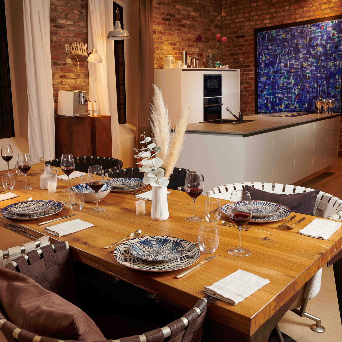 SALATSET  Iberico Blue 5-teilig  - Blau/Weiss, Basics, Keramik (36,5/36,5/31,5cm) - Mäser