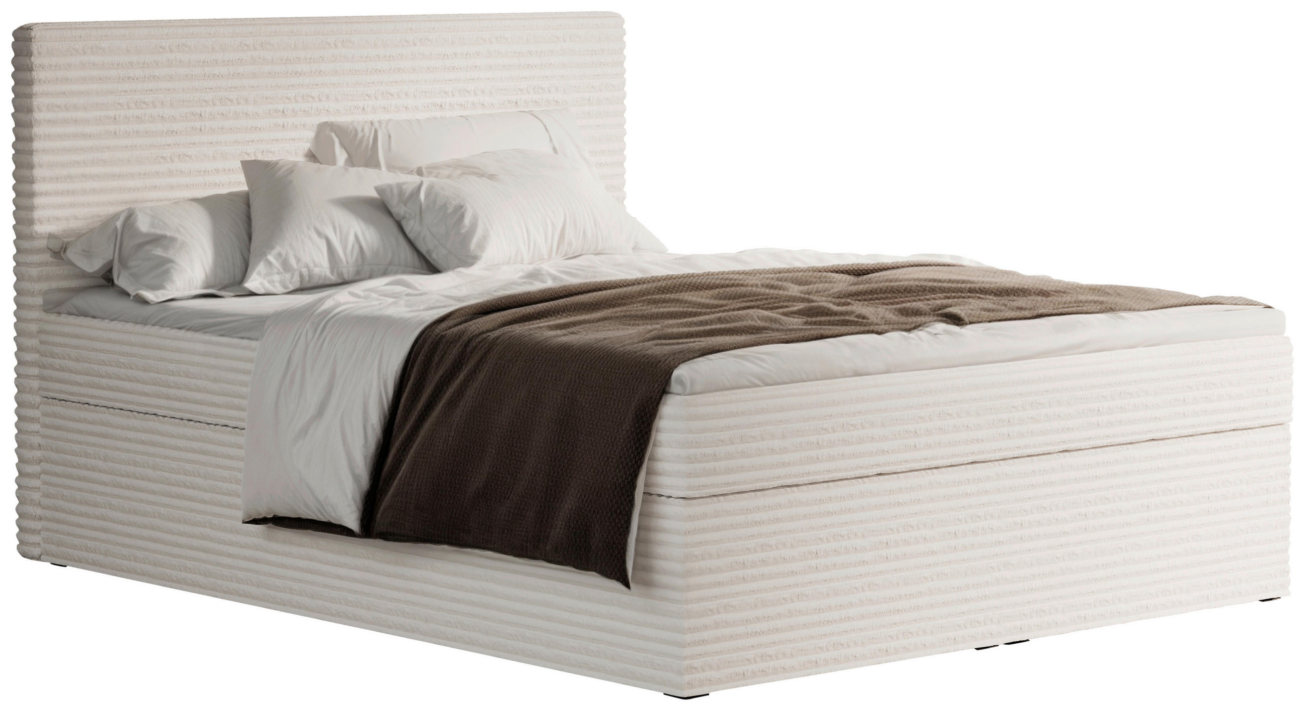 BOXBETT 160/200 cm  in Creme  - Creme/Schwarz, Basics, Holz/Kunststoff (160/200cm) - Livetastic