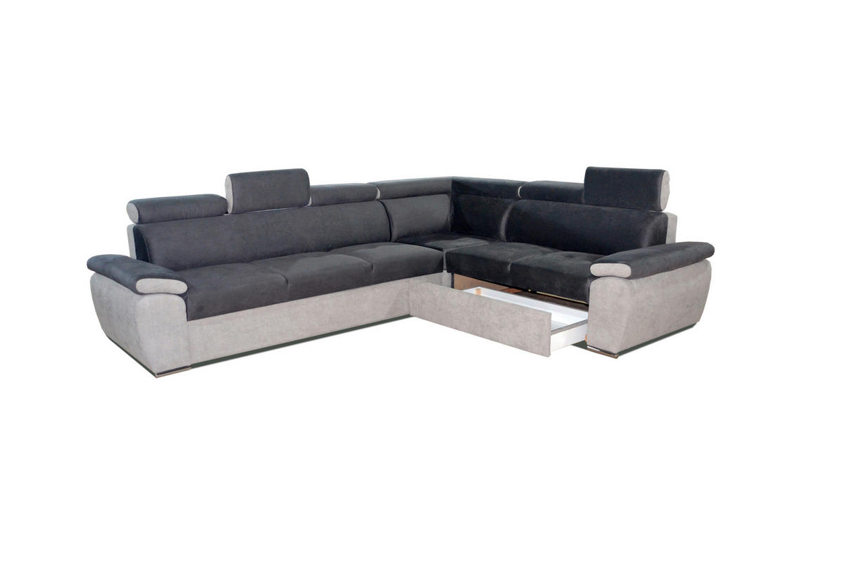 SEDEŽNA GARNITURA, videz usnja, platno svetlo siva, temno siva  - temno siva/svetlo siva, Moderno, tekstil/les (305/245cm) - Hom`in