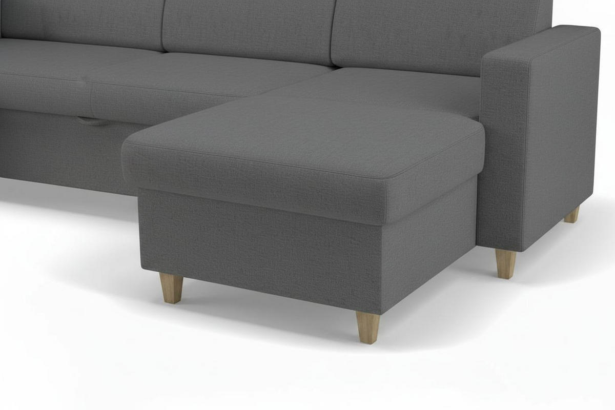 WOHNLANDSCHAFT NIKAS Grau Bouclé  - Buchefarben/Grau, Design, Holz/Textil (310/198/145cm) - MID.YOU