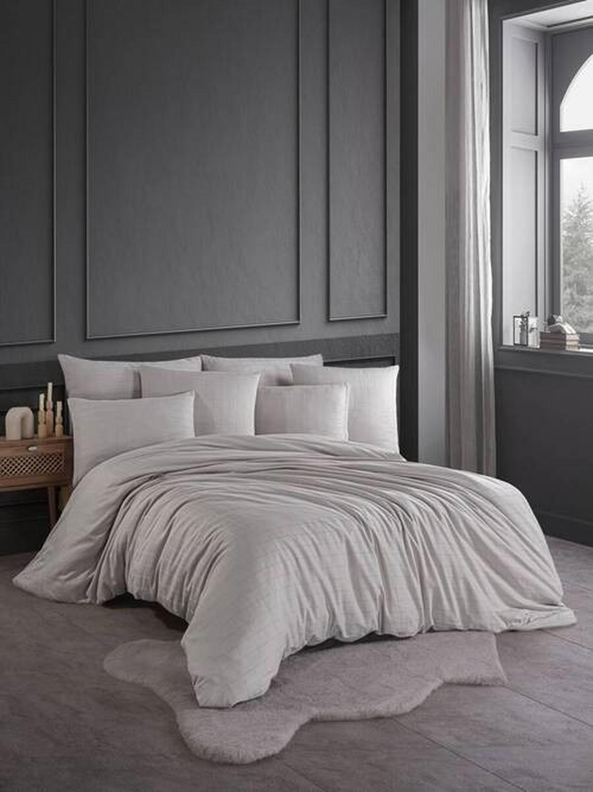 DUVETBEZUG -teilig Karo Satin, Damast 160/210 cm  - Taupe, Basics, Textil (160/210cm)