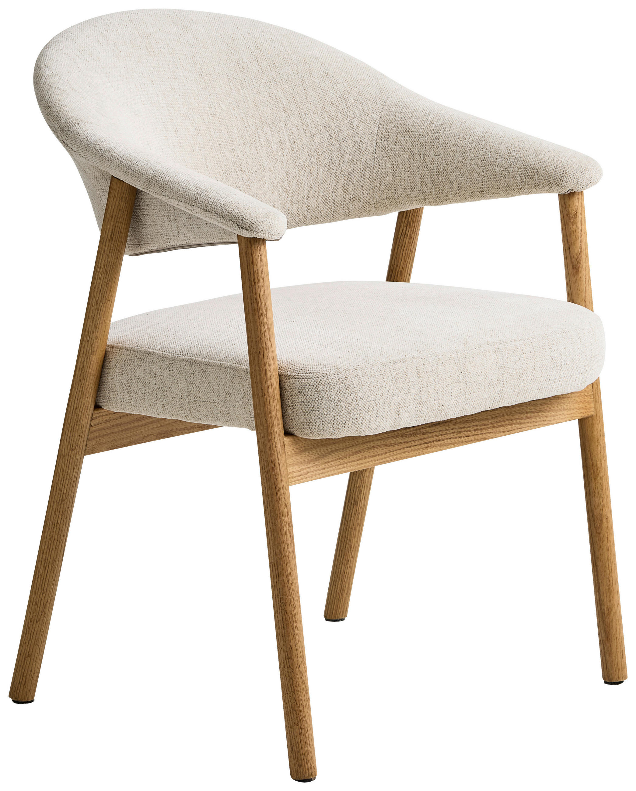 ARMLEHNSTUHL  in Chenille  - Sandfarben/Eichefarben, KONVENTIONELL, Holz/Textil (63/81/63cm) - Ambia Home