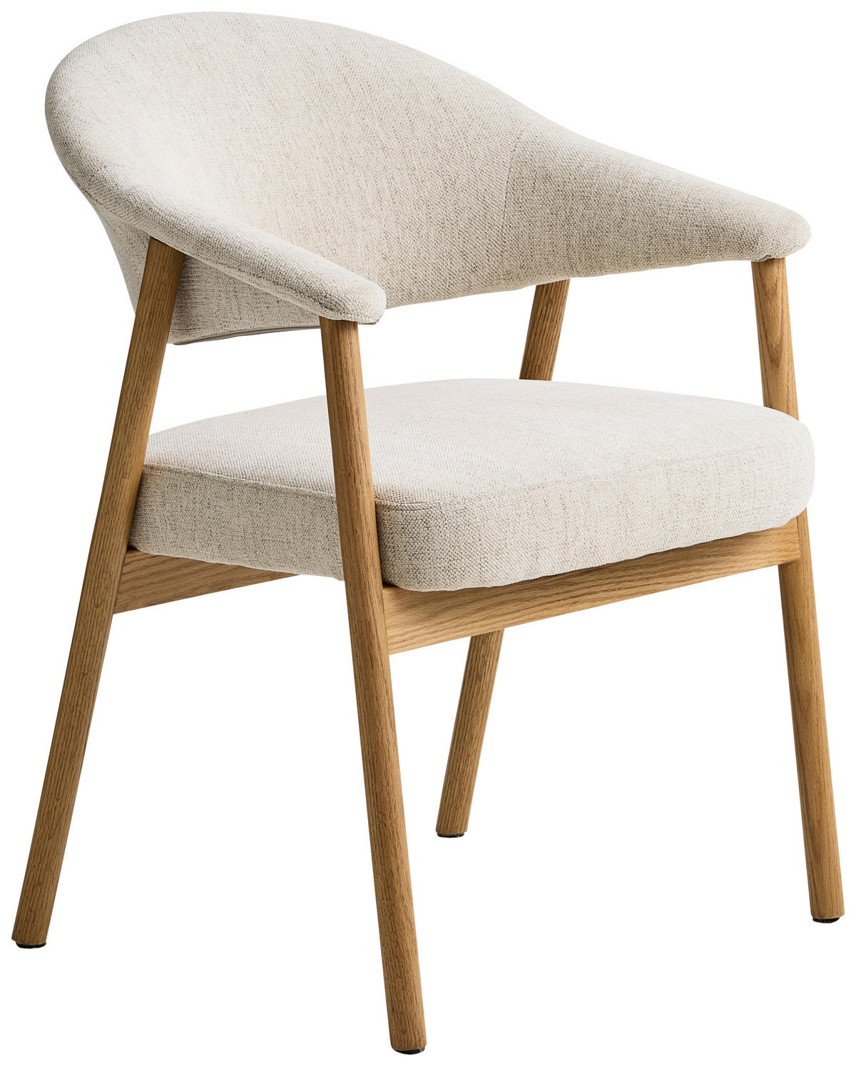 ARMLEHNSTUHL  in Chenille  - Sandfarben/Eichefarben, KONVENTIONELL, Holz/Textil (63/81/63cm) - Ambia Home