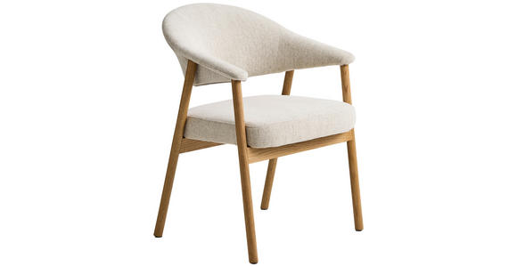 ARMLEHNSTUHL   Chenille  - Sandfarben/Eichefarben, KONVENTIONELL, Holz/Textil (63/81/63cm) - Ambia Home