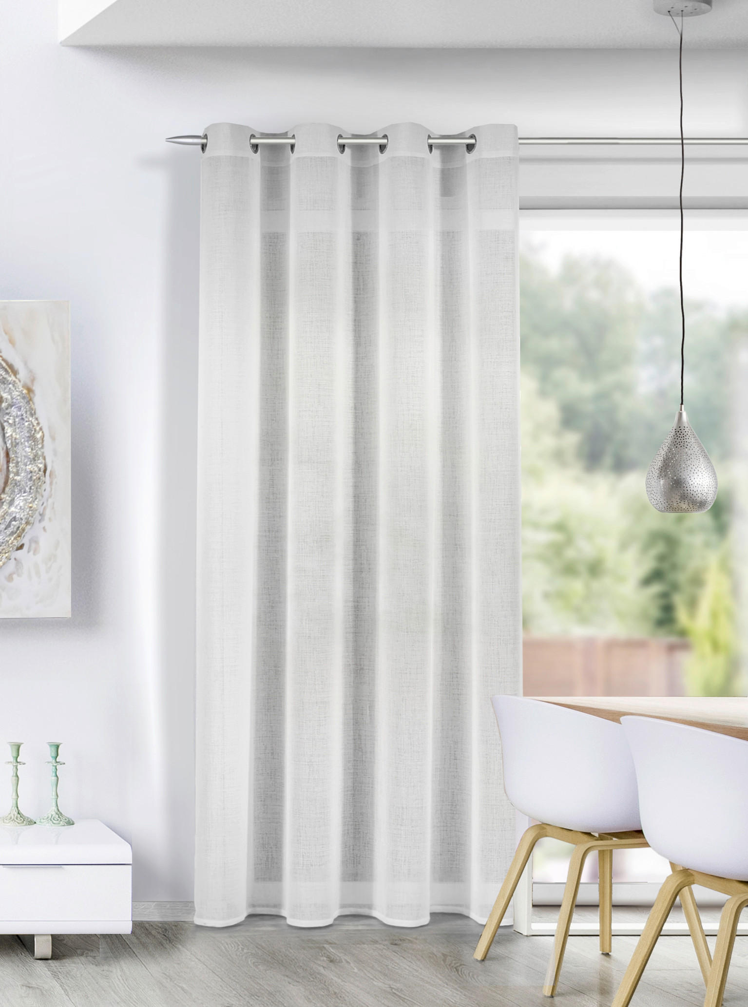 FERTIGVORHANG  halbtransparent  140/245 cm   - Weiß, Basics, Textil (140/245cm)
