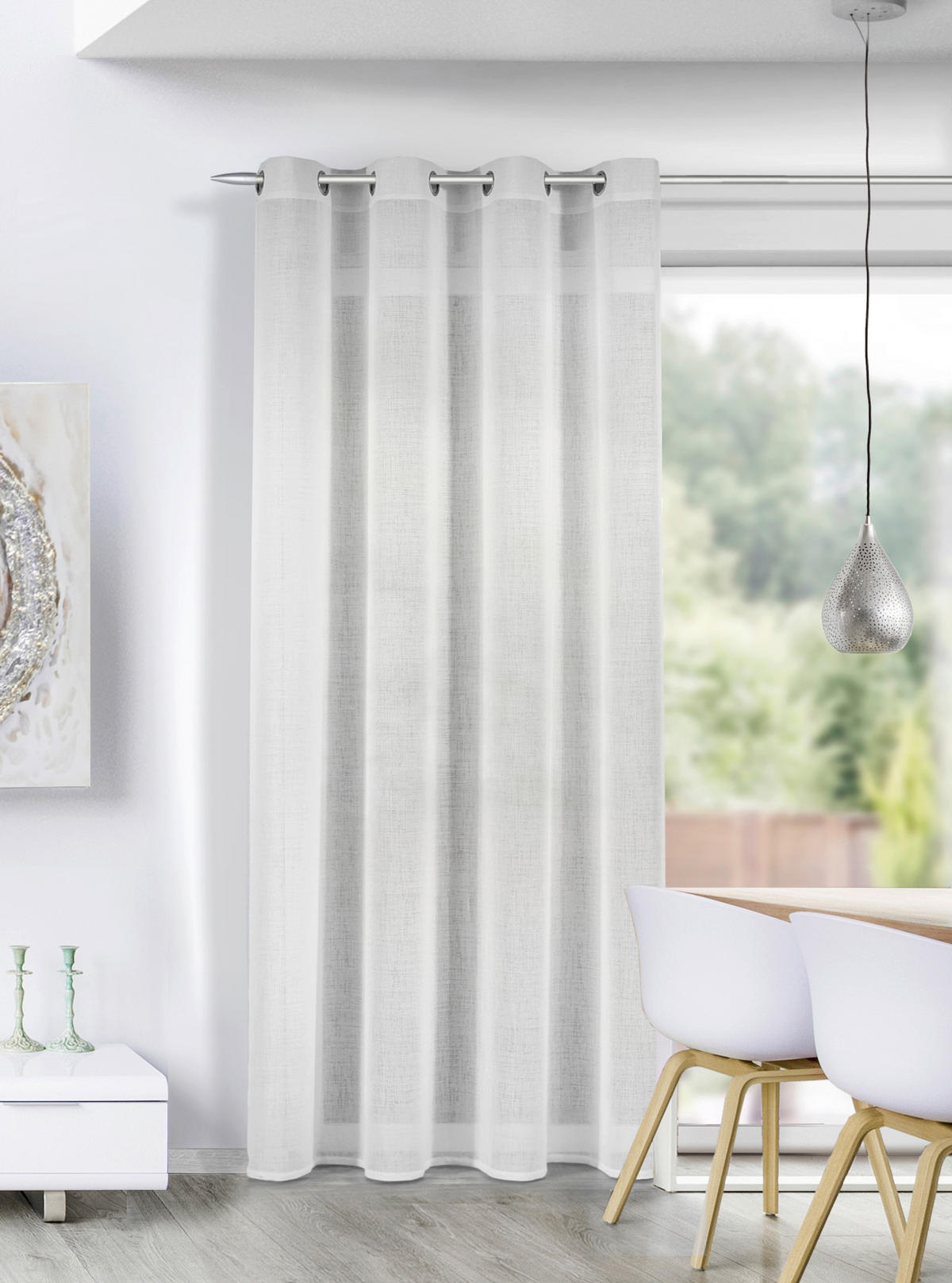 FERTIGVORHANG  halbtransparent  140/245 cm   - Weiß, Basics, Textil (140/245cm)