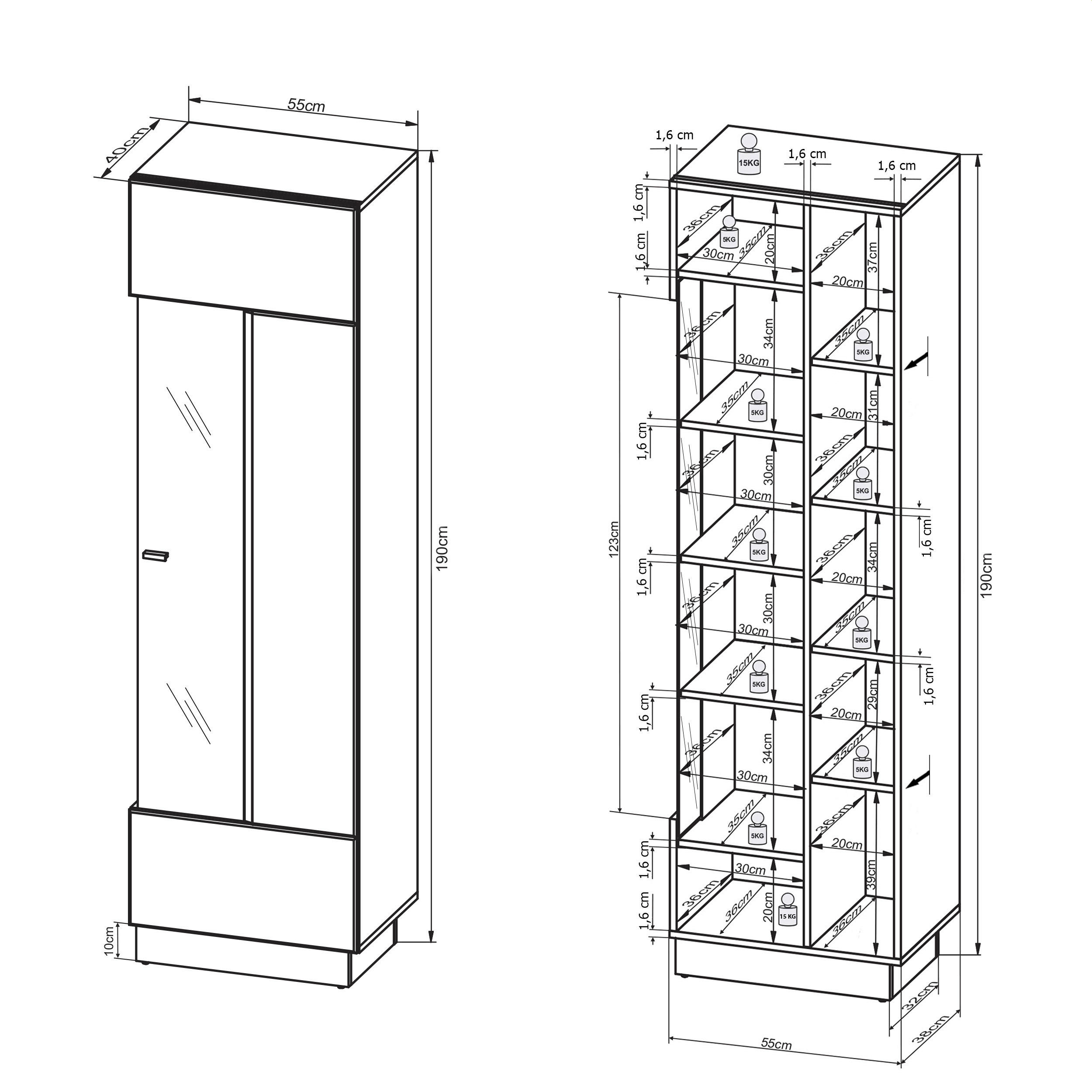 ANSAMBLU MOBILIER CAMERA DE Z in negru, alb  - argintiu/alb, Konventionell, metal/material pe bază de lemn (275/190cm) - Livetastic