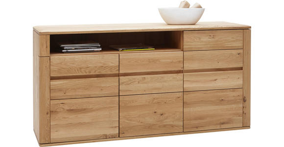 SIDEBOARD Wildeiche massiv geölt Eichefarben - Eichefarben/Schwarz, Design, Holz/Kunststoff (172/86/47cm) - Valnatura
