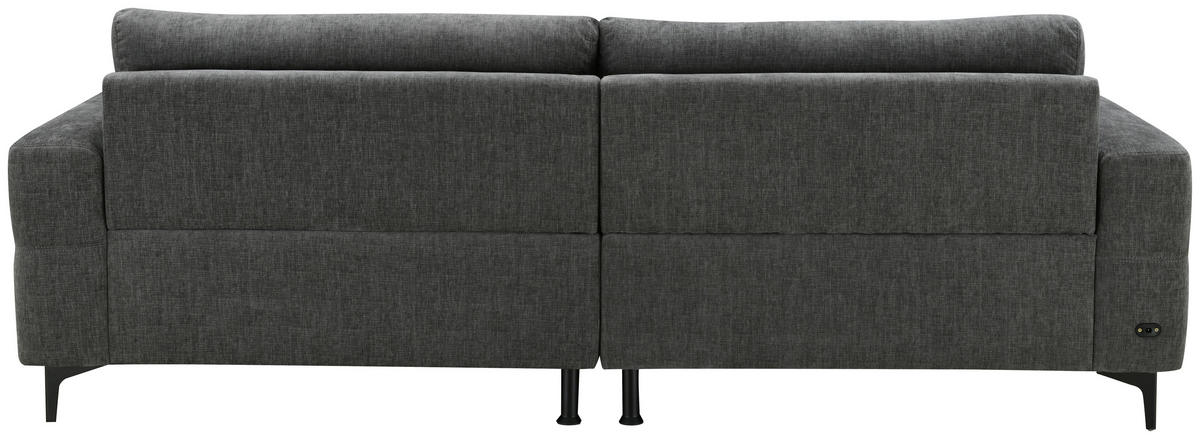 ECKSOFA Dunkelgrau Mikrofaser  - Dunkelgrau/Schwarz, MODERN, Textil/Metall (246/165cm) - MID.YOU