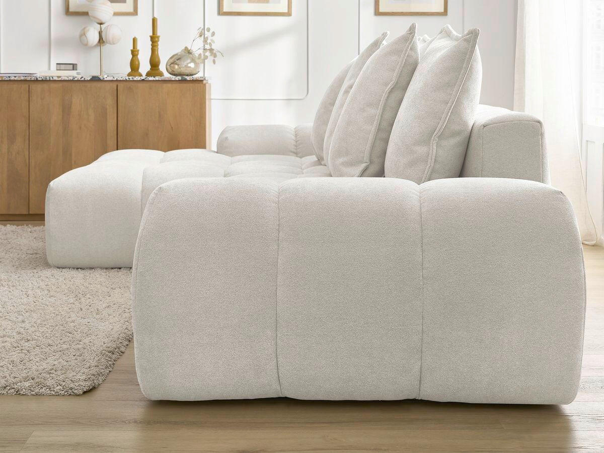 ECKSCHLAFSOFA EVEREST  mit Rücken echt, Armteil links, Armteil rechts Struktur Weiß  - Schwarz/Weiß, MODERN, Kunststoff/Textil (180/318cm) - Livetastic