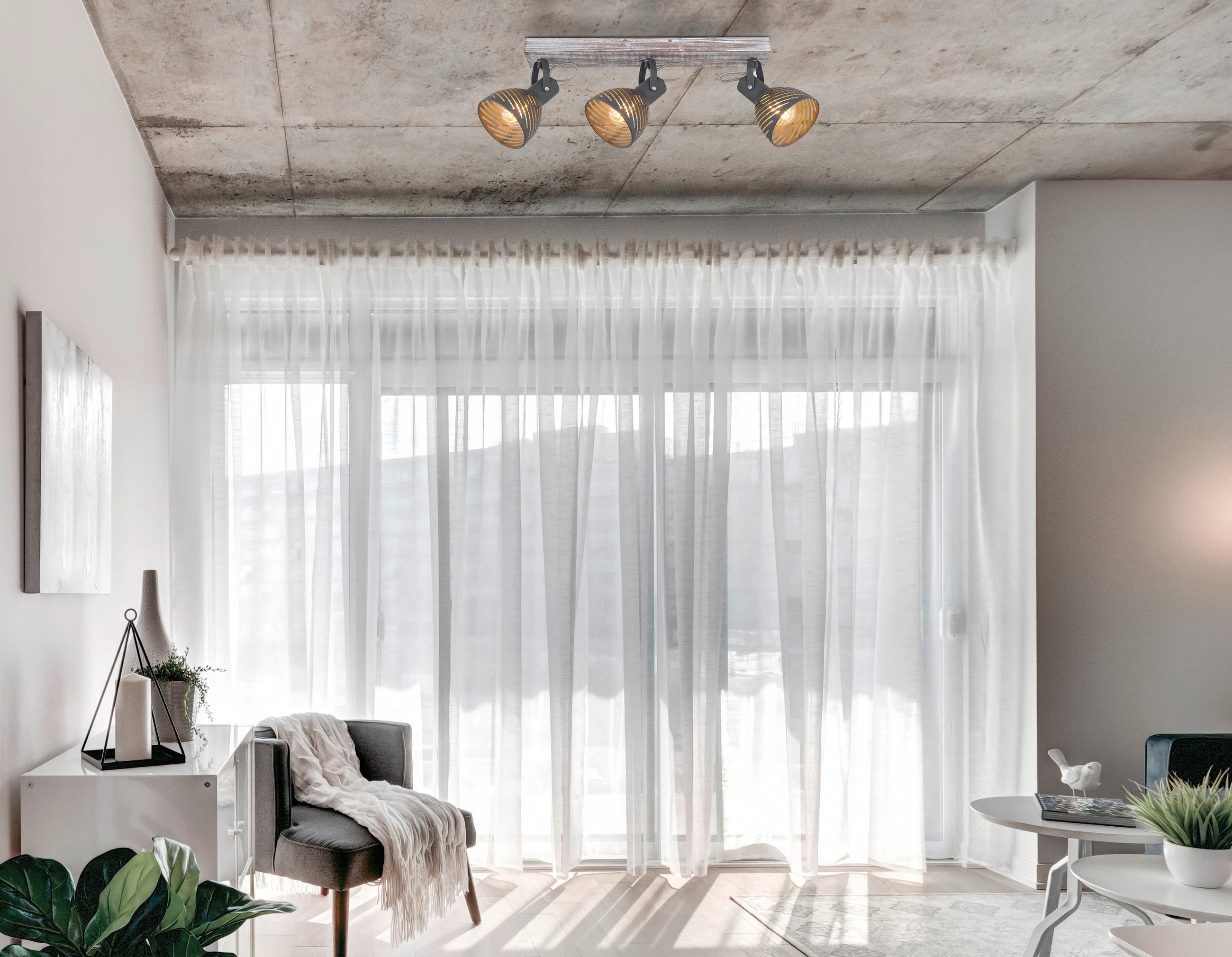 Thumbnail - Globo Strahler, Blau, Grau, Natur, Weiß, Holz, Metall, 12.5x25x54 cm, Lampen & Leuchten, Innenbeleuchtung, Spots & Strah...