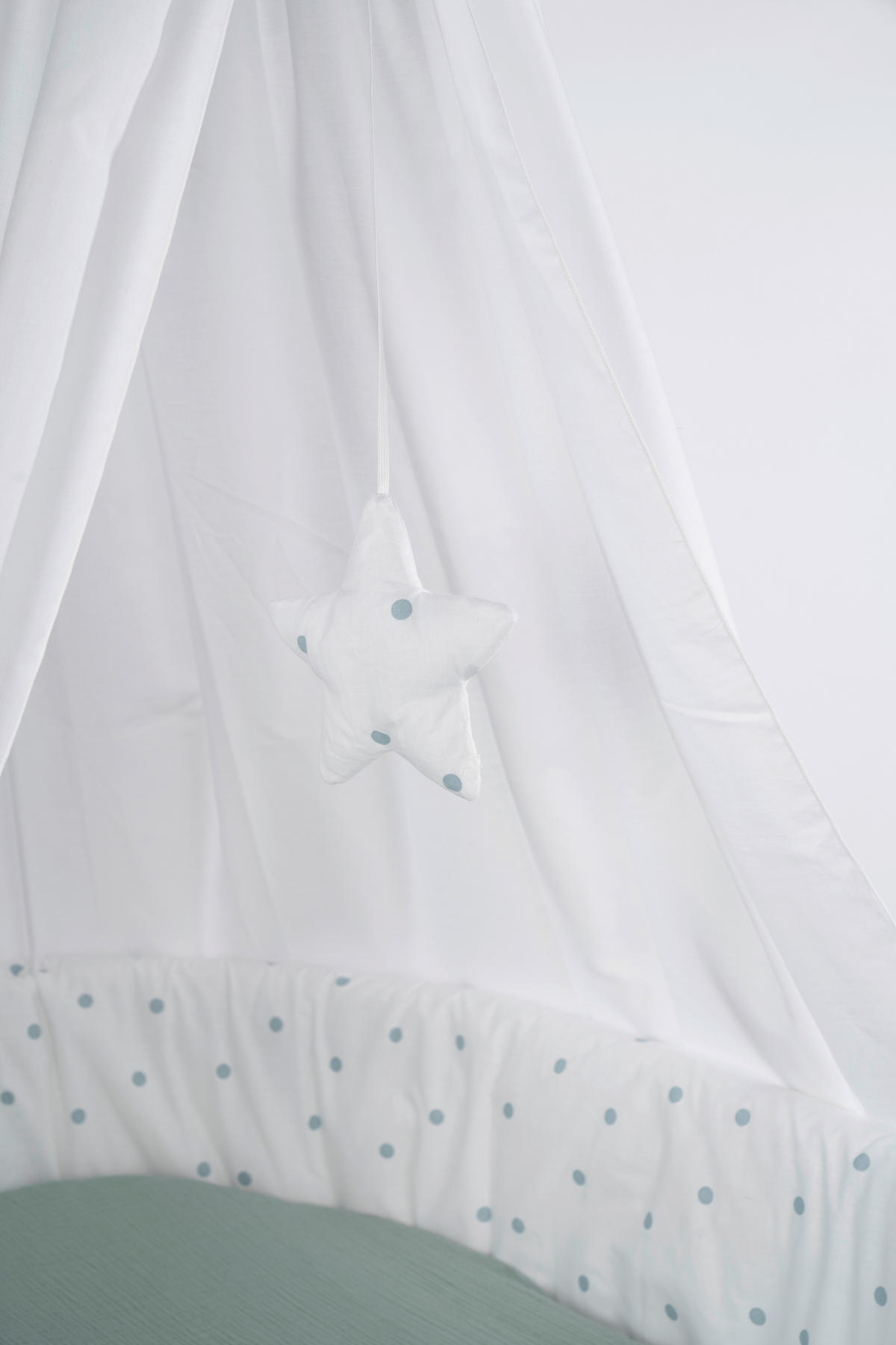 STUBENWAGENSET Textile Ausstattung Punkte   - Waldgrün/Weiß, Basics, Kunststoff/Textil (130/180cm) - Mionido