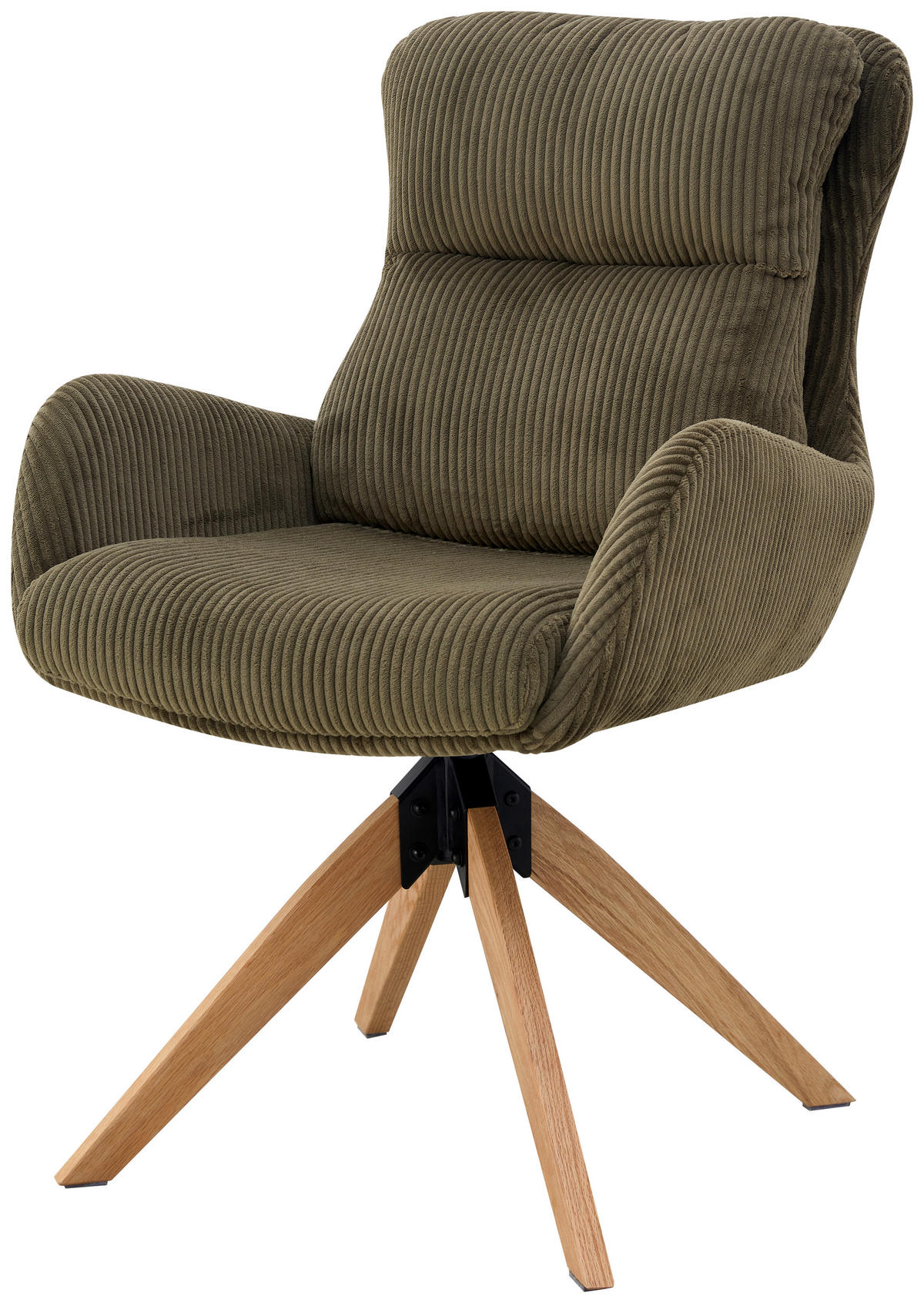 ARMLEHNSTUHL  in Eisen Cord  - Naturfarben/Grün, KONVENTIONELL, Holz/Textil (60/91/72cm) - Livetastic