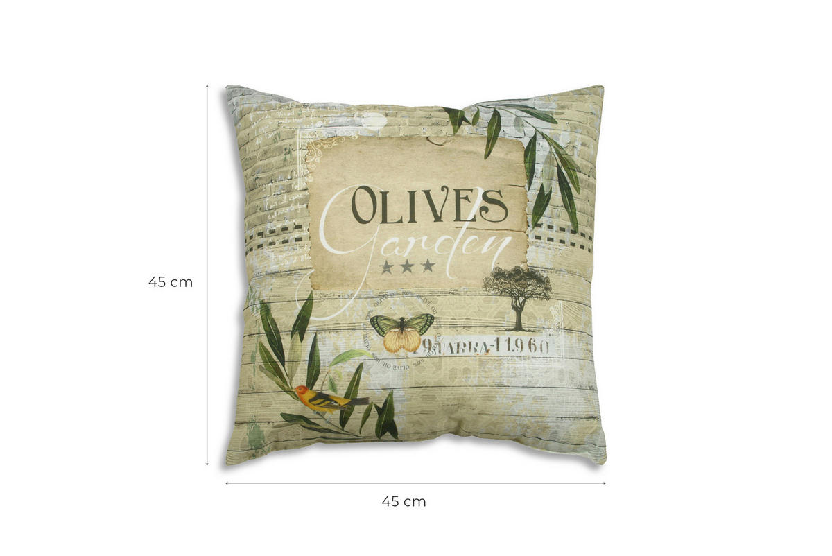 Pernă De Exterior Pentru Șezut in verde, bej  - bej/verde, Konventionell, textil (50/50/8cm)