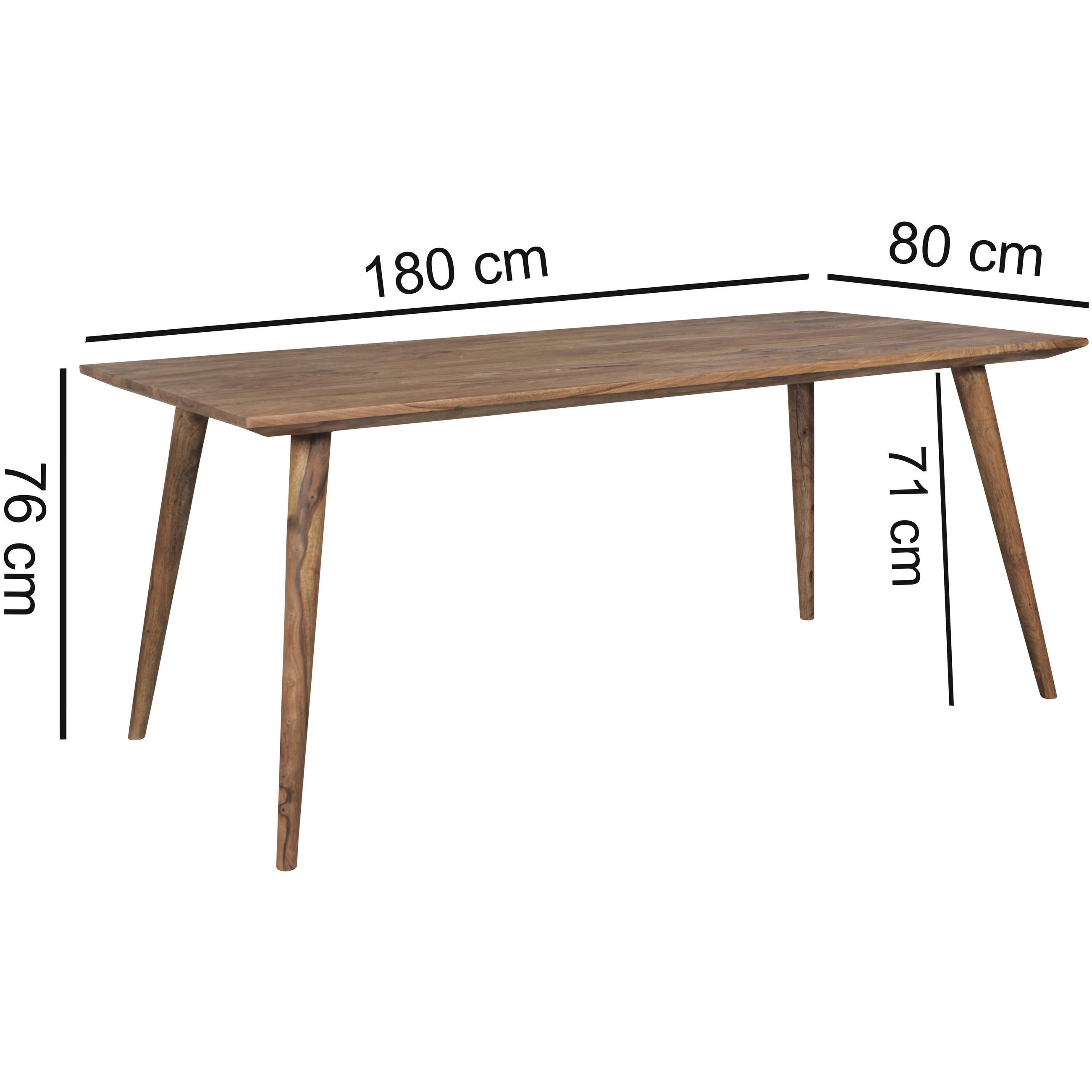 ESSTISCH Sheesham massiv rechteckig Sheeshamfarben  - Sheeshamfarben, Design, Holz (180/80/76cm) - MID.YOU