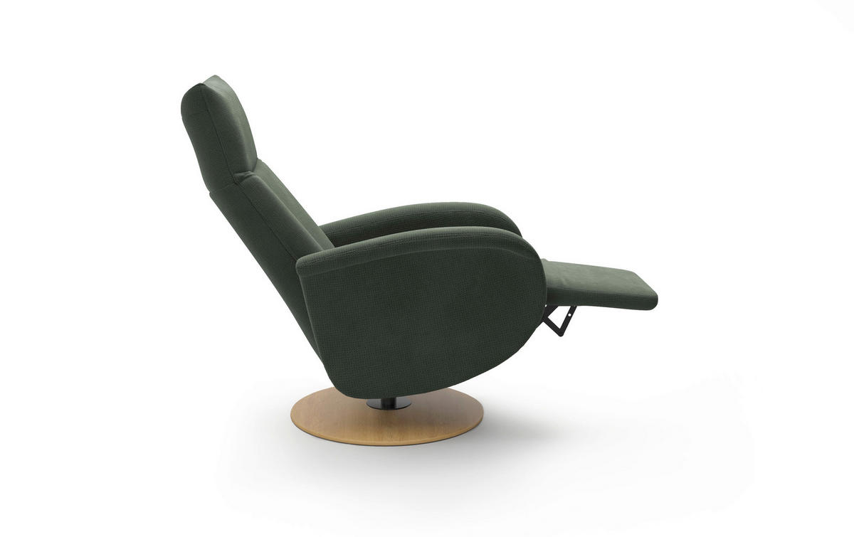 RELAXSESSEL GLENDALE E Flachgewebe Kopfteilverstellung, Rücken echt    - Dunkelgrün/Eichefarben, KONVENTIONELL, Holzwerkstoff/Textil (75/112/82cm) - Sit & More