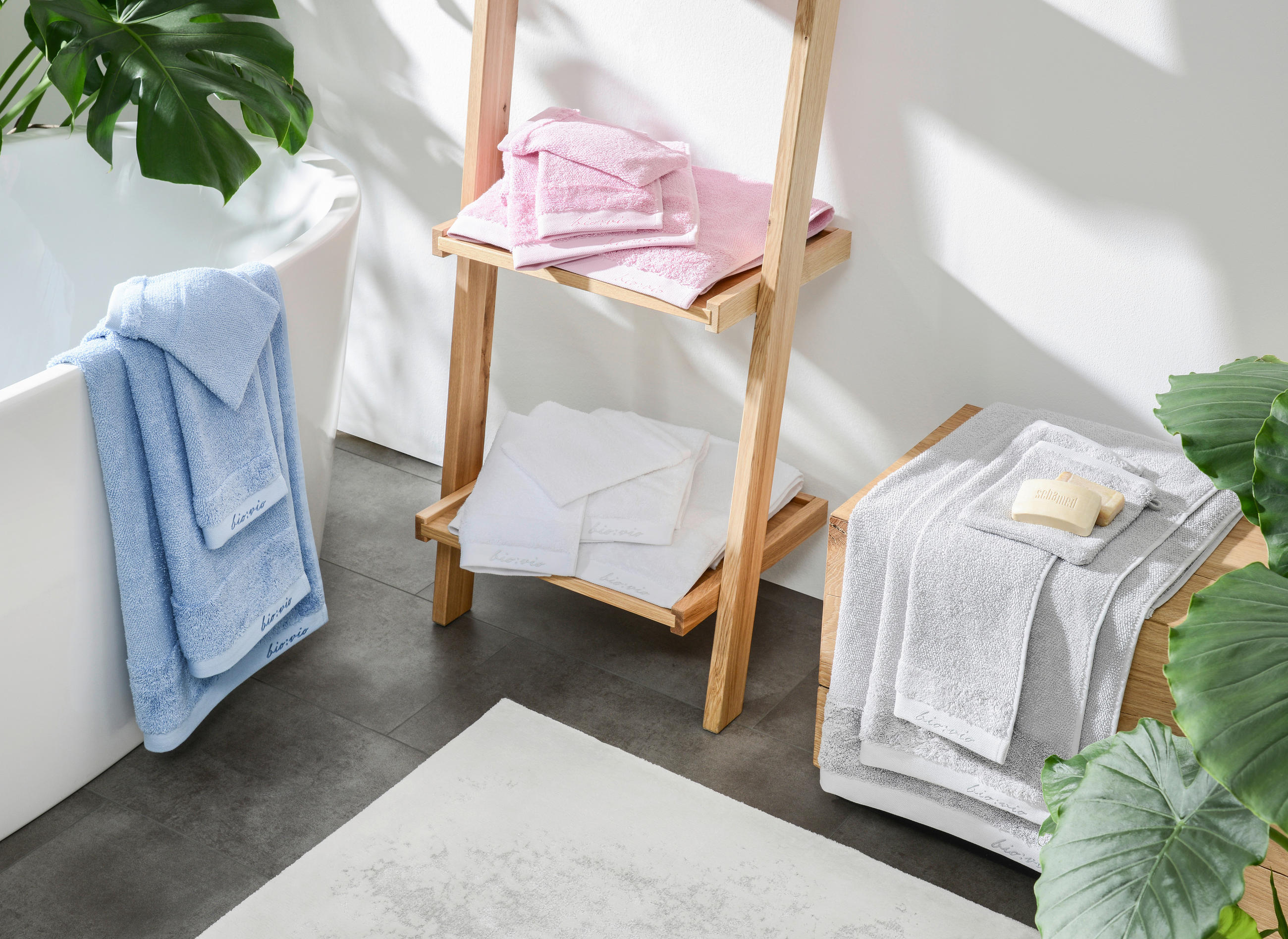 GÄSTHANDDUK Bonita blå 30/50 cm  - blå, Natur, textil (30/50cm) - Bio:Vio