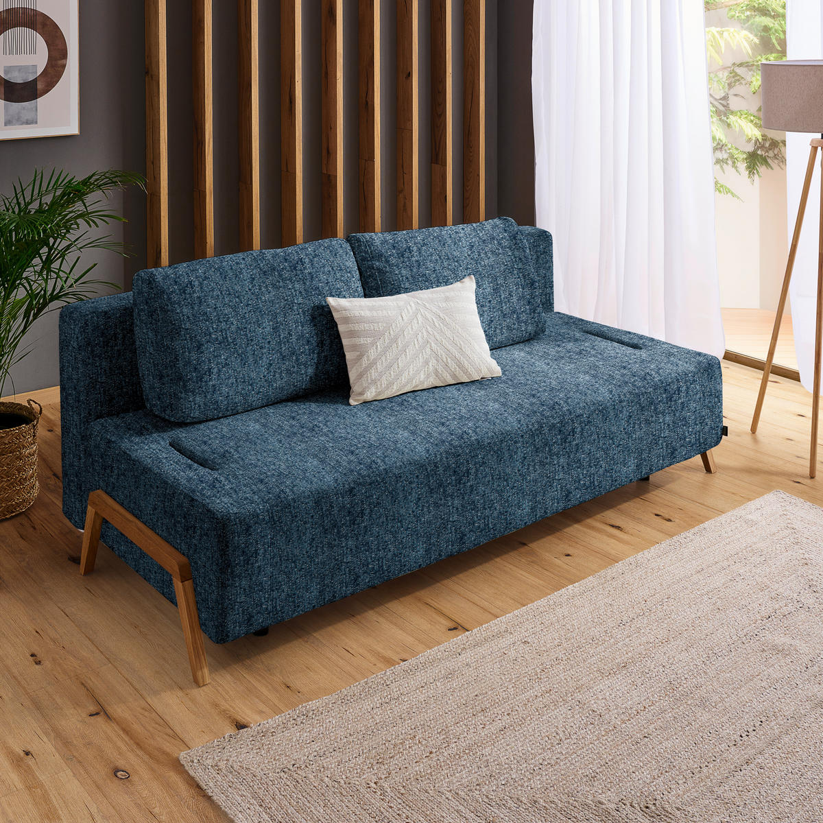 SCHLAFSOFA in Holz, Textil Blau  - Blau/Naturfarben, Design, Holz/Textil (211/88/102cm) - Niels Andersson