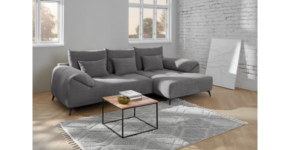 ECKSOFA Dunkelgrau Cord - Dunkelgrau/Schwarz, KONVENTIONELL, Textil/Metall (311/176cm) - Carryhome