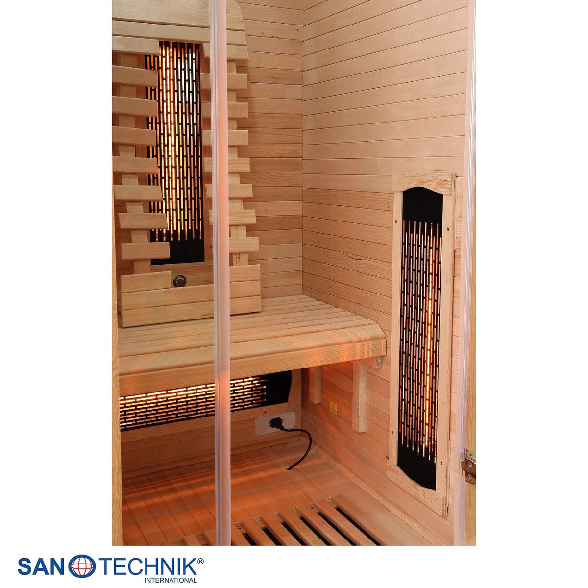 INFRAROTKABINE für 1 Personen  - Naturfarben, Basics, Glas/Holz (90/190/90cm) - Sanotechnik