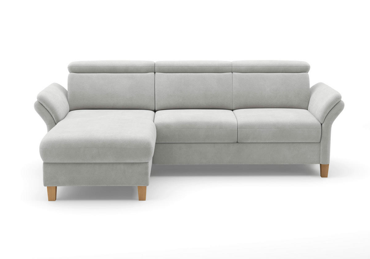 ECKSOFA GLENDALE E Silberfarben Flachgewebe  - Eichefarben/Silberfarben, KONVENTIONELL, Holz/Textil (166/253cm) - Sit & More