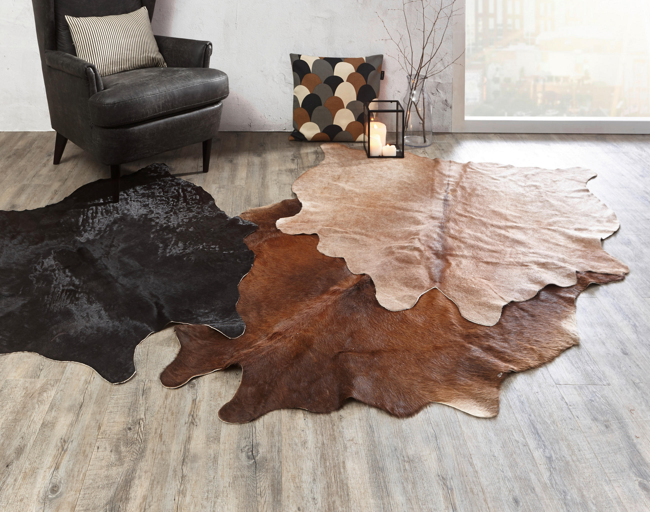 BLANĂ DE BOVINE  Brasilia Deluxe  - maro/bej, Natur, piele (3-5qm) - Linea Natura