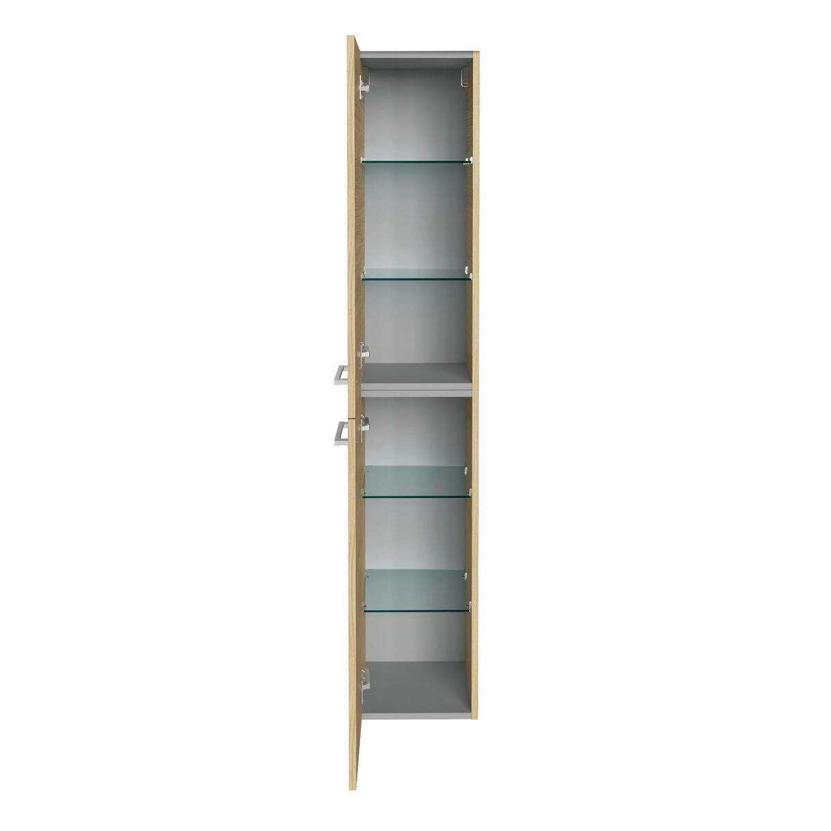 HOCHSCHRANK 30/162/31,8 cm  - Chromfarben/Eichefarben, Basics, Glas/Holzwerkstoff (30/162/31,8cm) - MID.YOU