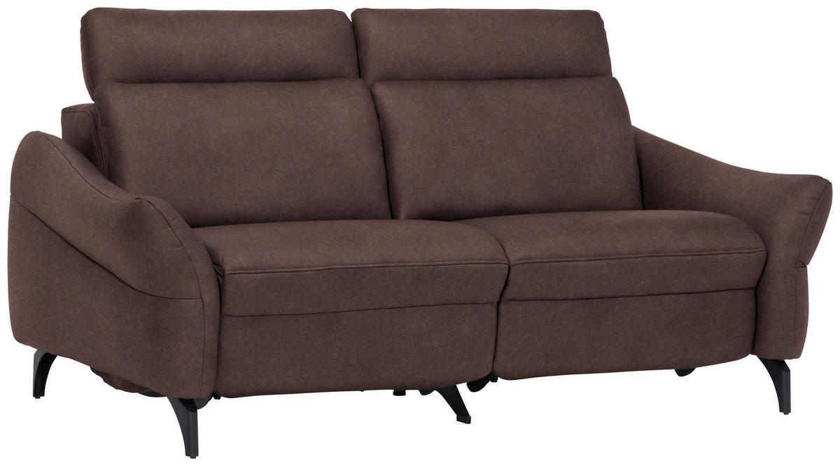 2-SITZER-SOFA in Leder Braun  - Anthrazit/Braun, Design, Leder/Metall (187/92/97cm) - Himolla Komfortklass