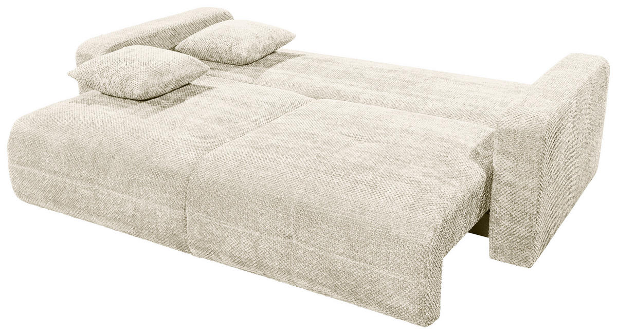 SCHLAFSOFA in Mikrovelours Beige  - Beige/Schwarz, Konventionell, Kunststoff/Textil (235/88/120cm) - MID.YOU
