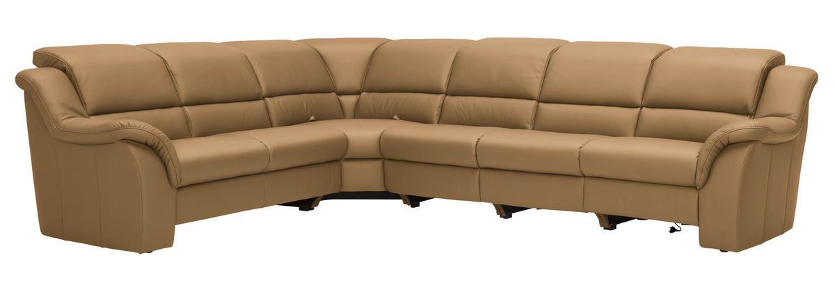 ECKSOFA  in Echtleder Honig  260/324 cm  - Schwarz/Honig, KONVENTIONELL, Leder/Kunststoff (260/324cm) - Cantus