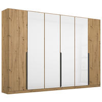 DREHTÜRENSCHRANK 271/210/54 cm,  in Eiche Artisan, Weiß, 6 Tür(en)  - Eiche Artisan/Weiß, MODERN, Glas/Holzwerkstoff (271/210/54cm) - Rauch Möbel