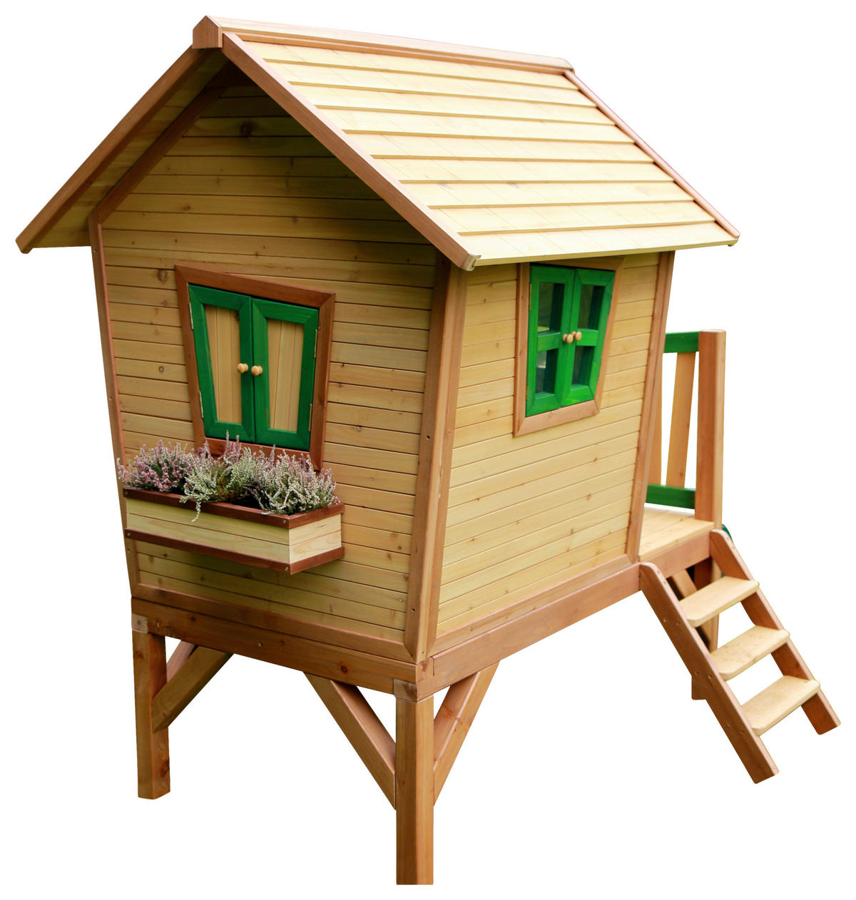 SPIELHAUS 264/203/177 cm  - Braun/Weiß, KONVENTIONELL, Holz/Kunststoff (264/203/177cm) - Ambia Garden