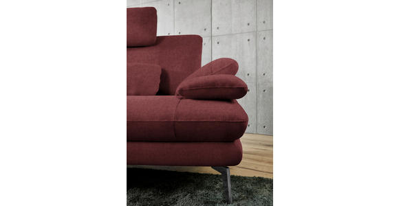 ECKSOFA in Velours Weinrot 184/284 cm - Weinrot/Schwarz, Design, Textil/Metall (184/284cm) - Dieter Knoll