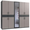 DREHTÜRENSCHRANK in Graphitfarben, Sahara  - Schwarz/Graphitfarben, Konventionell, Glas/Holzwerkstoff (225/208/58cm) - Carryhome