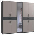 DREHTÜRENSCHRANK  in Graphitfarben, Sahara  - Schwarz/Graphitfarben, KONVENTIONELL, Glas/Holzwerkstoff (225/208/58cm) - Carryhome