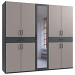 DREHTÜRENSCHRANK  in Graphitfarben, Sahara  - Schwarz/Graphitfarben, KONVENTIONELL, Glas/Holzwerkstoff (225/208/58cm) - Carryhome