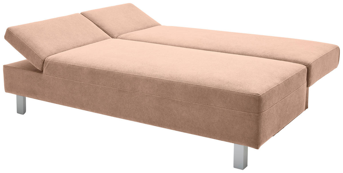 SCHLAFSOFA in Flachgewebe Altrosa  - Chromfarben/Altrosa, Design, Holz/Textil (205/77-93/99cm) - Novel
