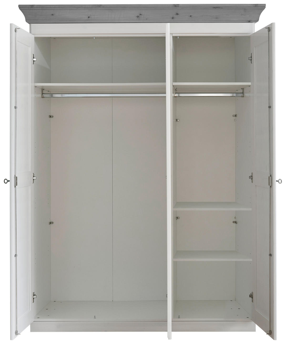 DREHTÜRENSCHRANK 156/210/64 cm 3-türig Grau, Weiß  - Weiß/Grau, ROMANTIK / LANDHAUS, Glas/Holz (156/210/64cm) - Boxxx